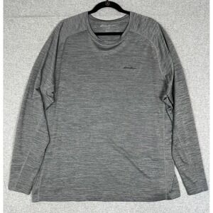 Eddie Bauer Shirt Mens 2XL Gray FreeDry Long Sleeve Crew Neck Athletic Tee